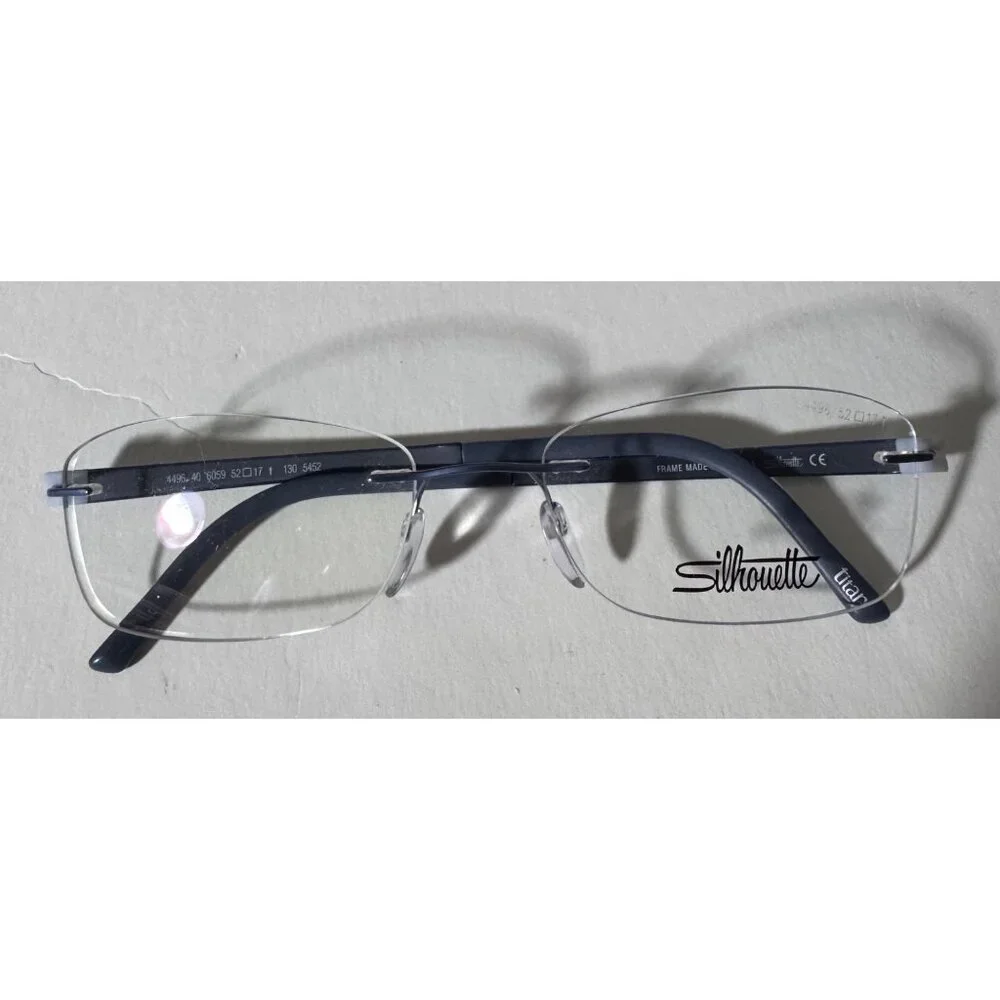 Silhouette Rimless Eyeglasses Frames Only Blue Arms 4496 40 52-17 130 5452 6059